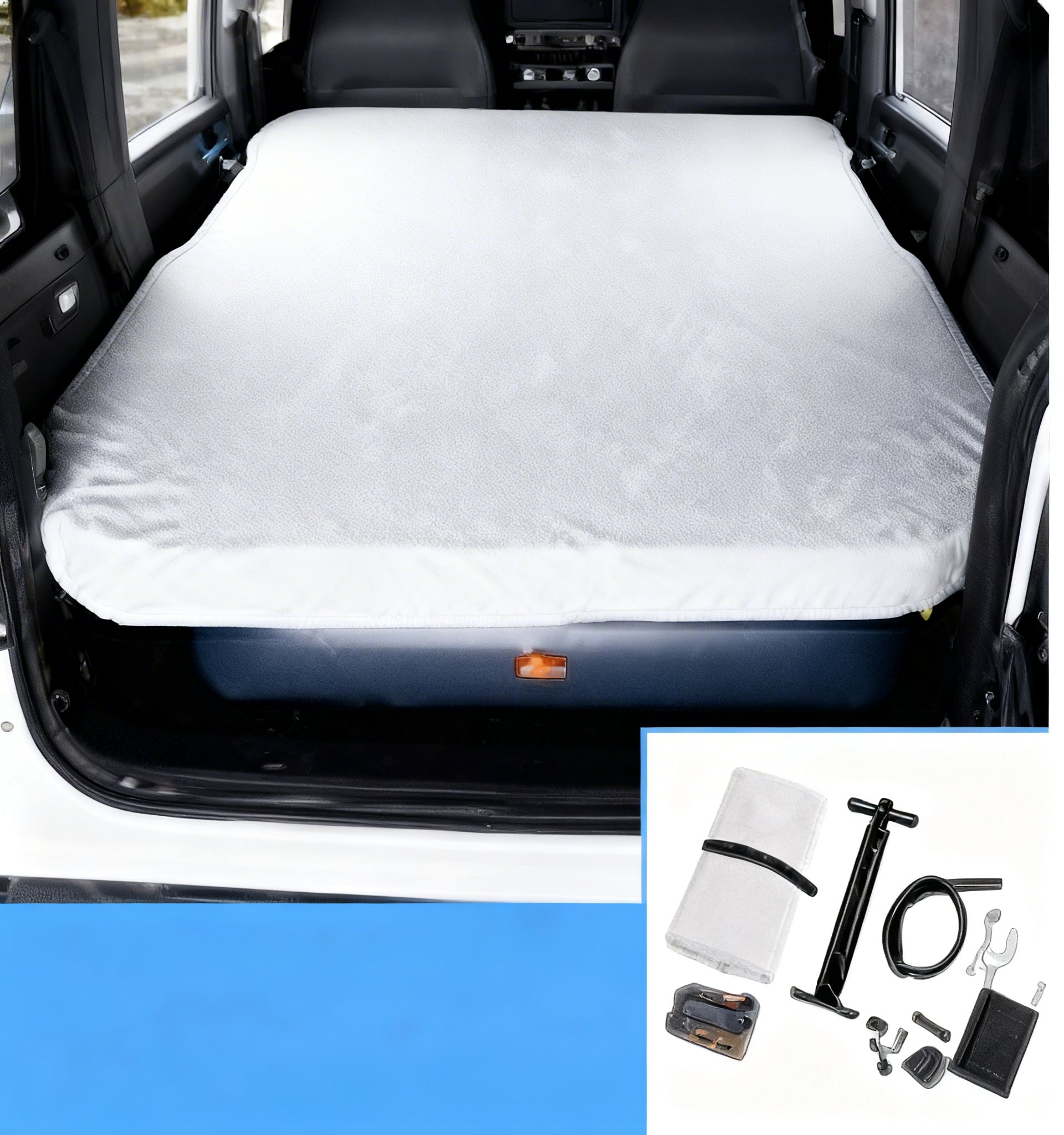 Car Air Mattress [Includes Electric + Manual Air Pump + Repair Kit] With Fleece Cover