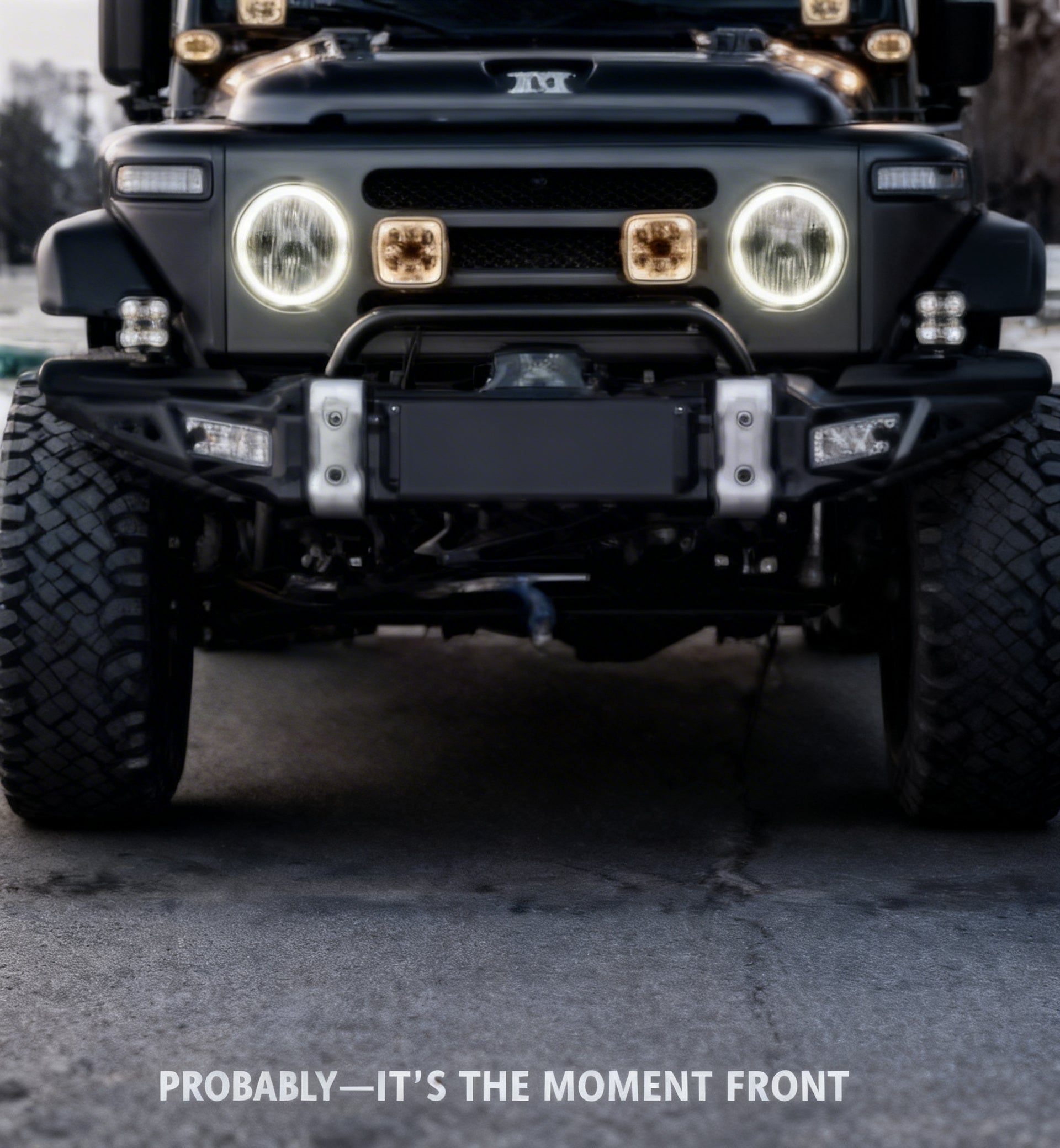 War Armor Front Bumper [Includes Front Fog Lights (One Pair) + Built-in Winch Bracket] Without Spotlights